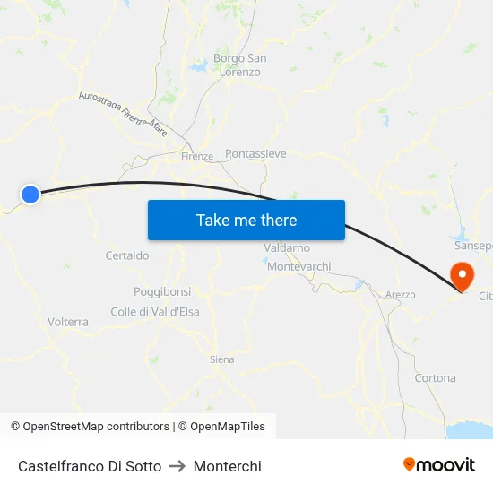 Castelfranco Di Sotto to Monterchi map