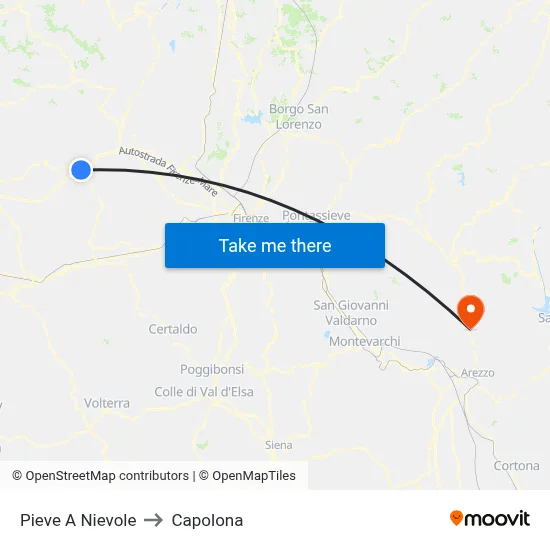 Pieve A Nievole to Capolona map