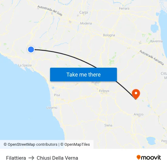 Filattiera to Chiusi Della Verna map