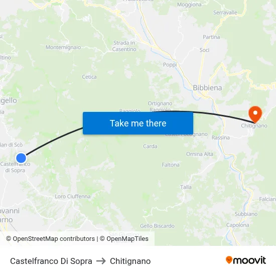 Castelfranco Di Sopra to Chitignano map