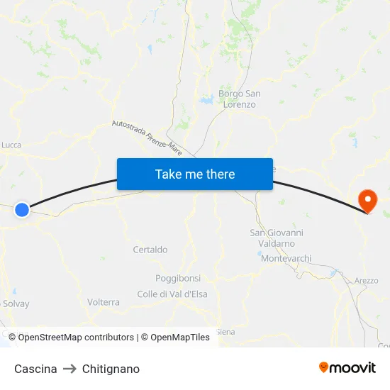 Farmhouse to Chitignano map