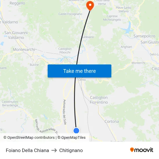 Foiano Della Chiana to Chitignano map