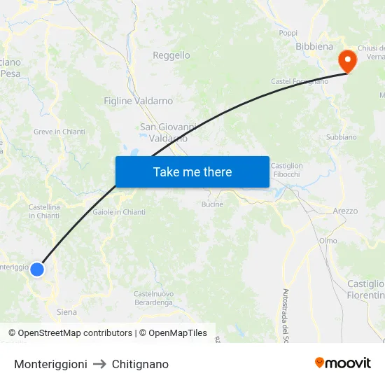 Monteriggioni to Chitignano map