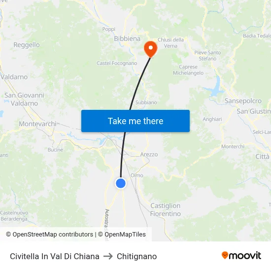 Civitella In Val Di Chiana to Chitignano map