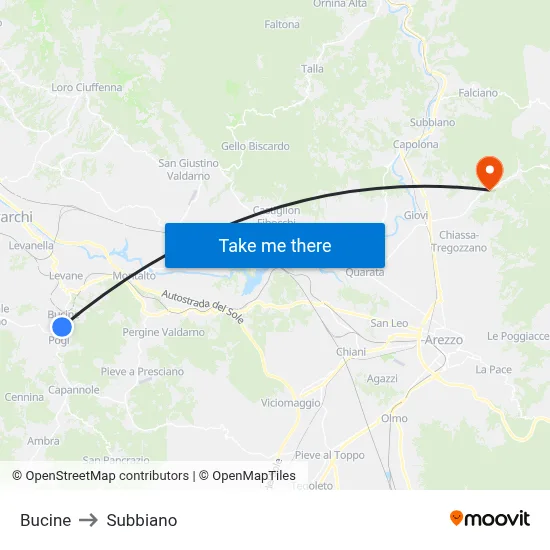 Bucine to Subbiano map