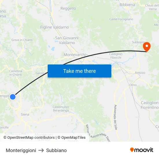 Monteriggioni to Subbiano map