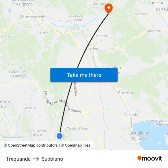 Trequanda to Subbiano map