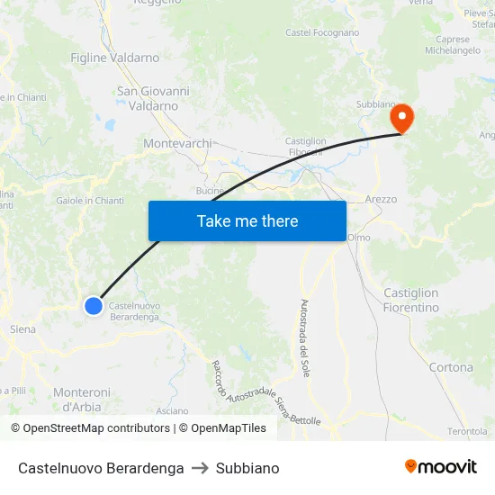 Castelnuovo Berardenga to Subbiano map