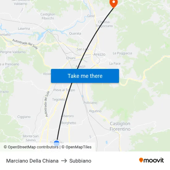 Marciano della Chiana to Subbiano map