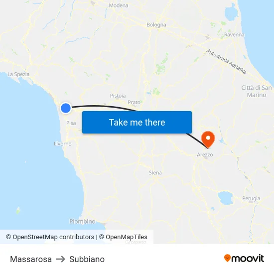 Massarosa to Subbiano map
