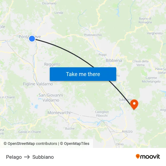 Pelago to Subbiano map