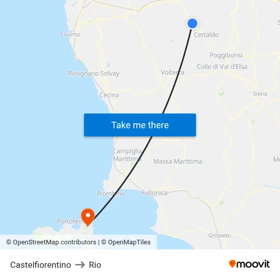 Castelfiorentino to Rio map