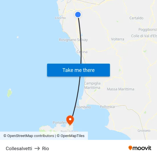 Collesalvetti to Rio map
