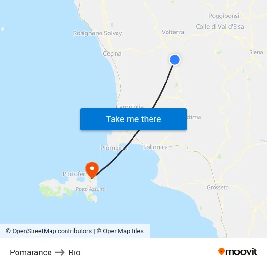 Pomarance to Rio map