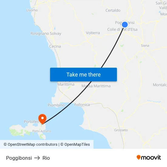 Poggibonsi to Rio map