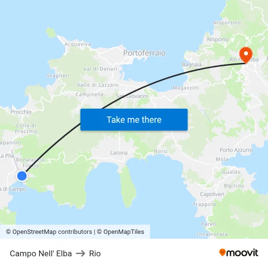 Campo Nell' Elba to Rio map
