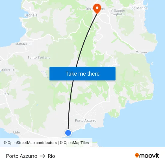 Porto Azzurro to Rio map