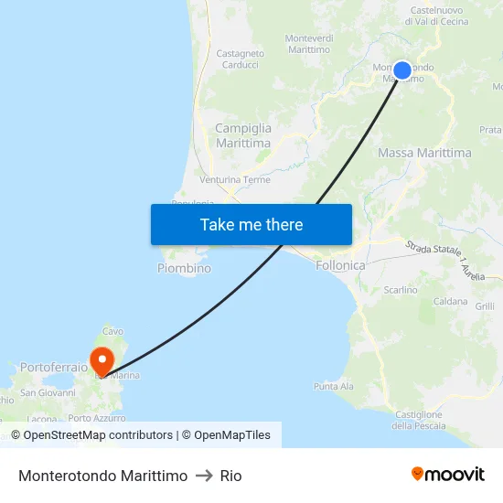 Monterotondo Marittimo to Rio map