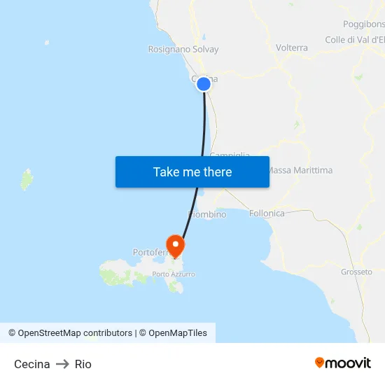 Cecina to Rio map