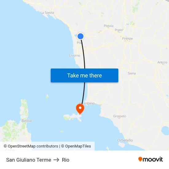 San Giuliano Terme to Rio map