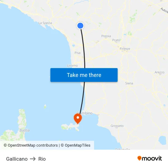Gallicano to Rio map