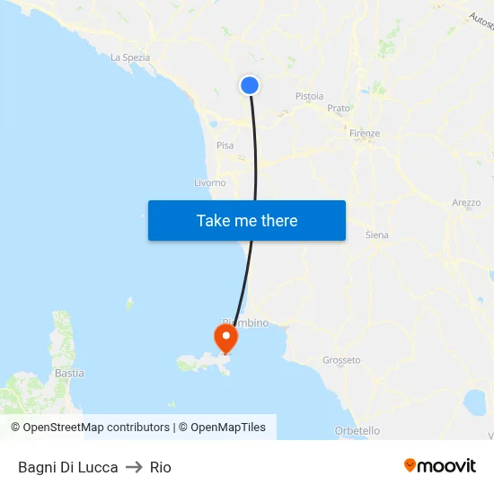 Bagni Di Lucca to Rio map