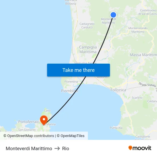 Monteverdi Marittimo to Rio map