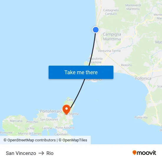 San Vincenzo to Rio map