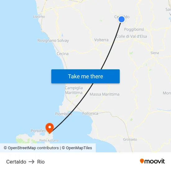 Certaldo to Rio map