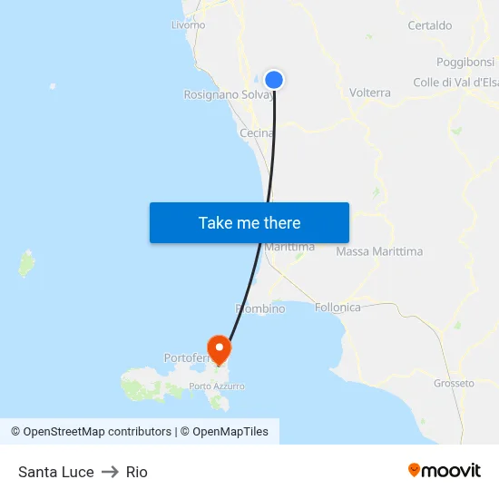Santa Luce to Rio map