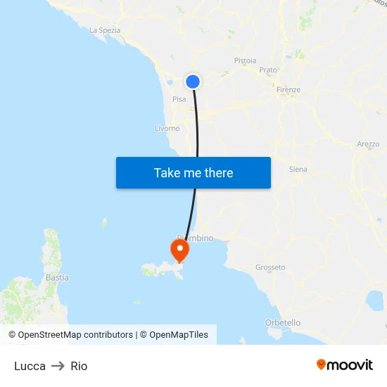 Lucca to Rio map