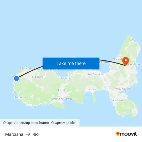 Marciana to Rio map