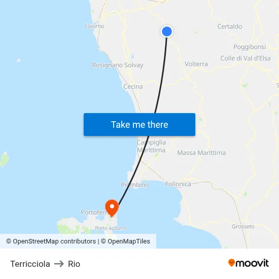 Terricciola to Rio map