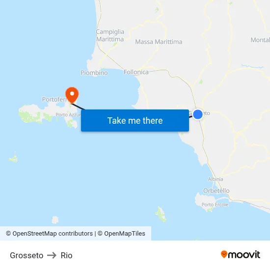 Grosseto to Rio map