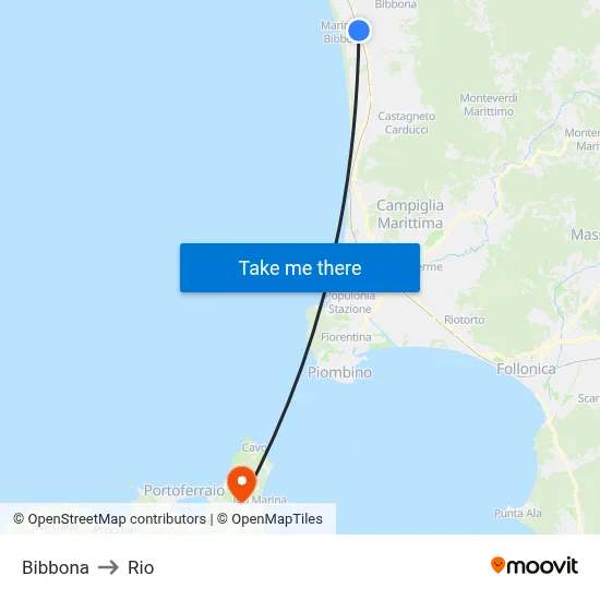 Bibbona to Rio map