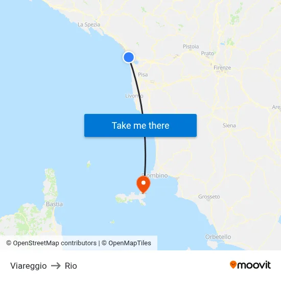 Viareggio to Rio map