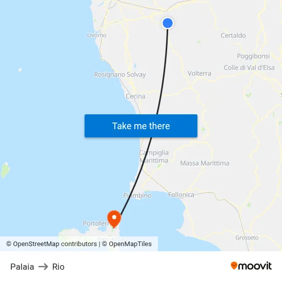 Palaia to Rio map