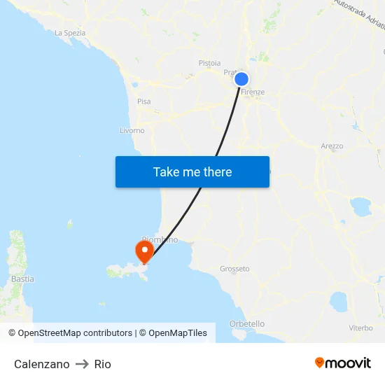 Calenzano to Rio map