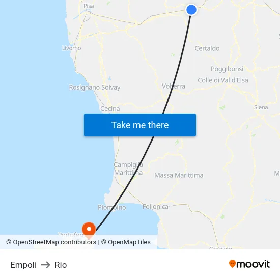 Empoli to Rio map