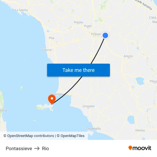 Pontassieve to Rio map