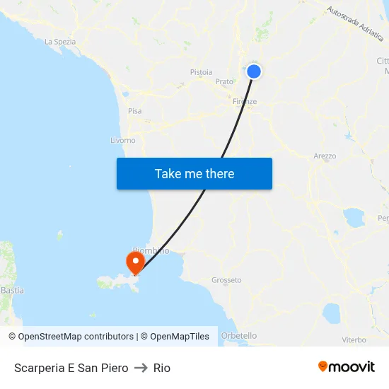 Scarperia and San Piero to Rio map