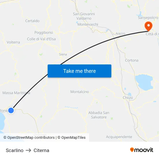 Scarlino to Citerna map
