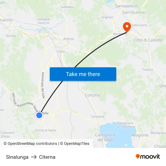 Sinalunga to Citerna map