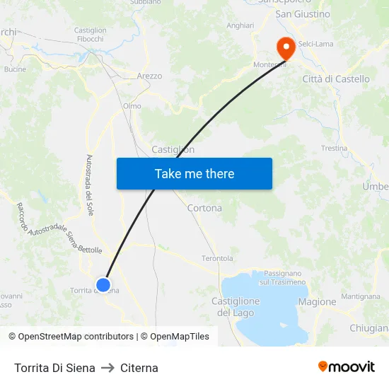 Torrita di Siena to Citerna map