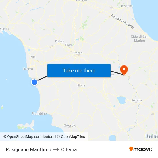 Rosignano Marittimo to Citerna map