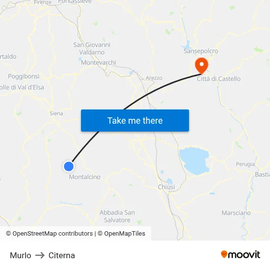 Murlo to Citerna map