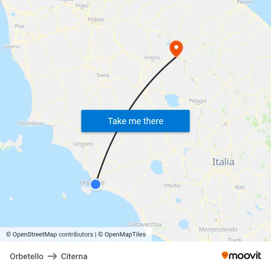 Orbetello to Citerna map