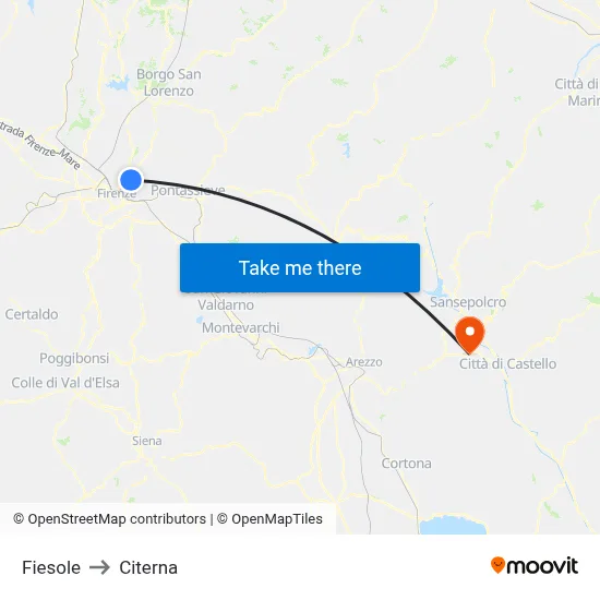 Fiesole to Citerna map