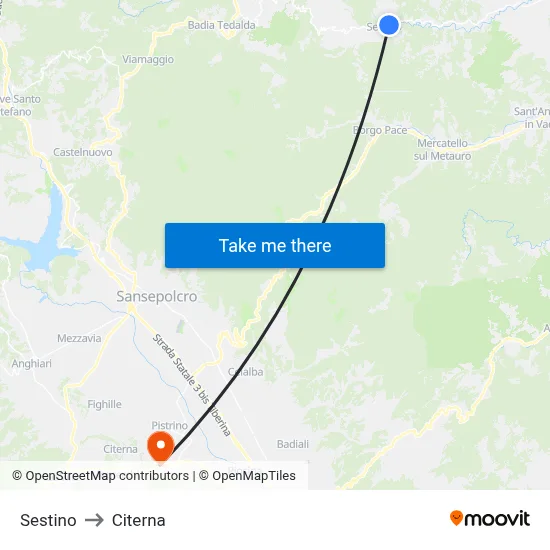 Sestino to Citerna map