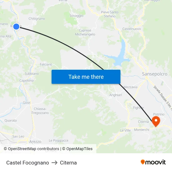 Castel Focognano to Citerna map